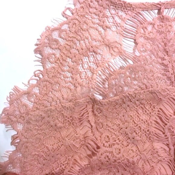 Stunning! Free People She's Got It Lace Slip Dress High Neck in Pink - Picture 4 of 11